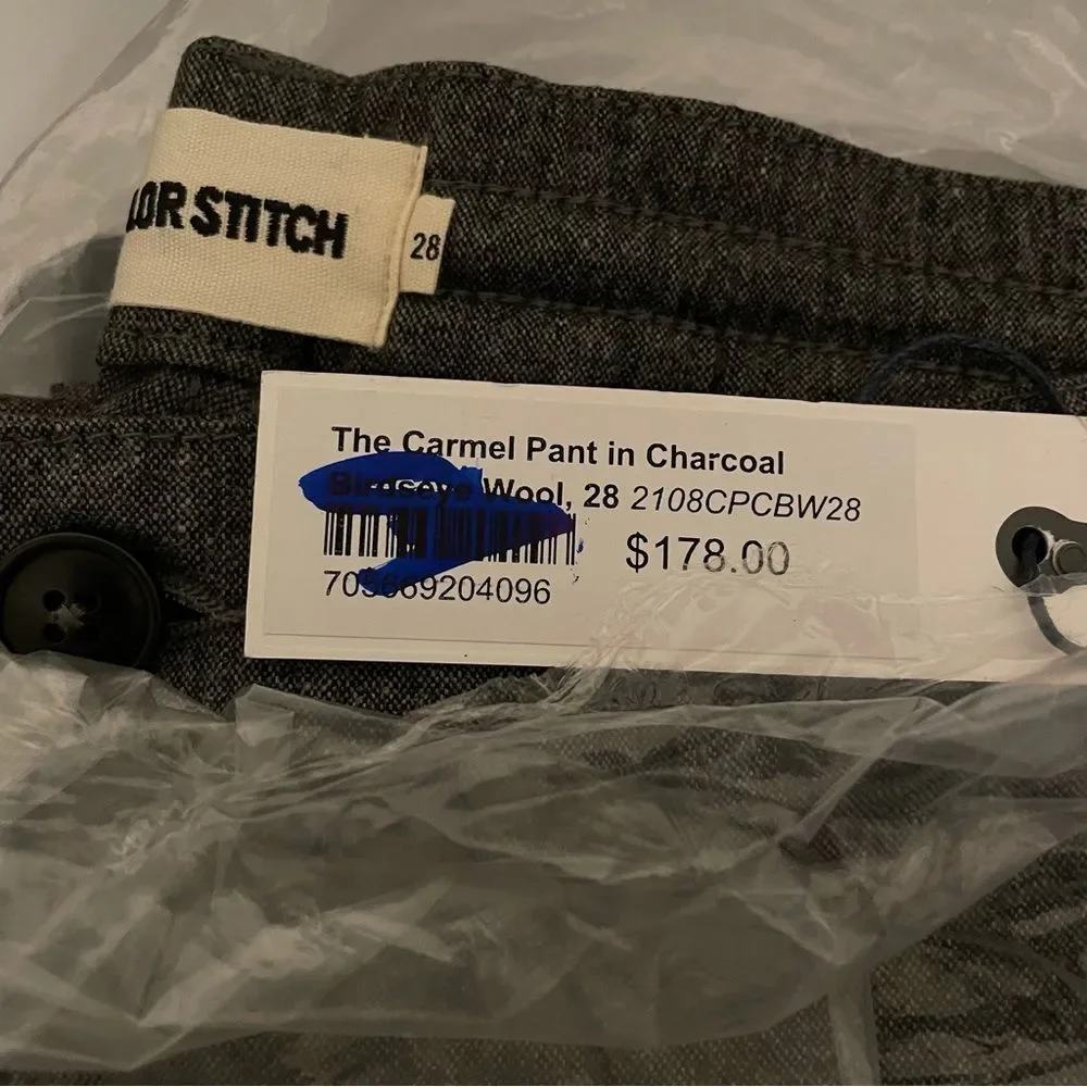 TAYLOR STITCH The Carmel Pant In Charcoal Gray Birds Eye Wool‎ Men’s Size 28